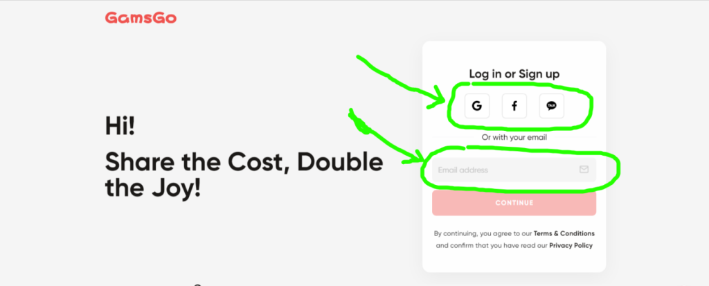 log in to your GamsGo account