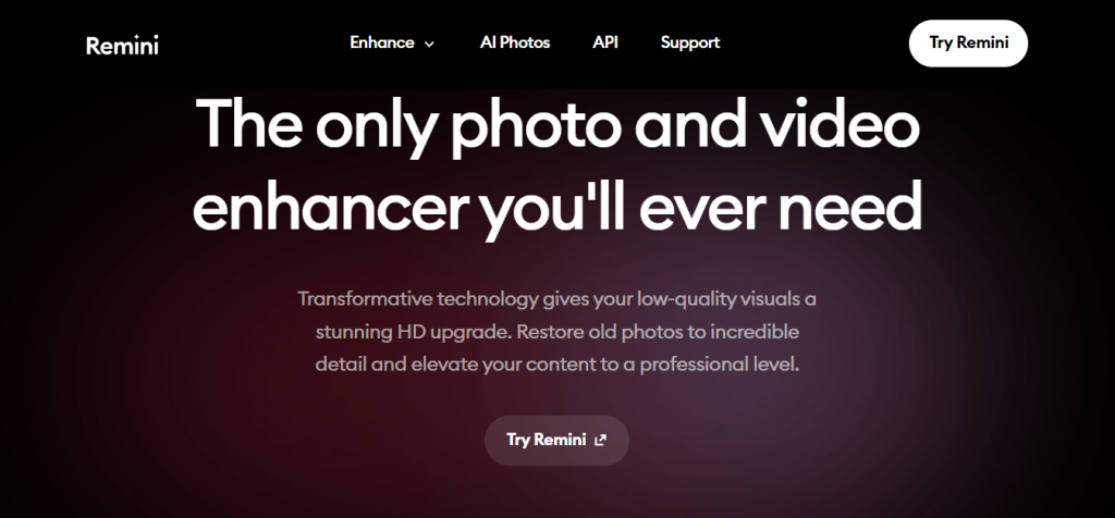 Remini's tools like Background Enhance