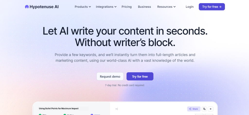 Hypotenuse AI Writing Assistant Copywriting and Paraphrasing Tool